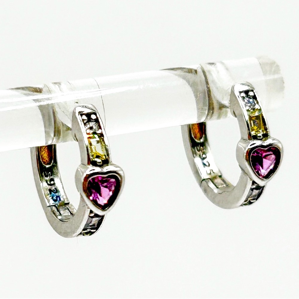 NWOT Sterling silver pink heart coupe Huggies